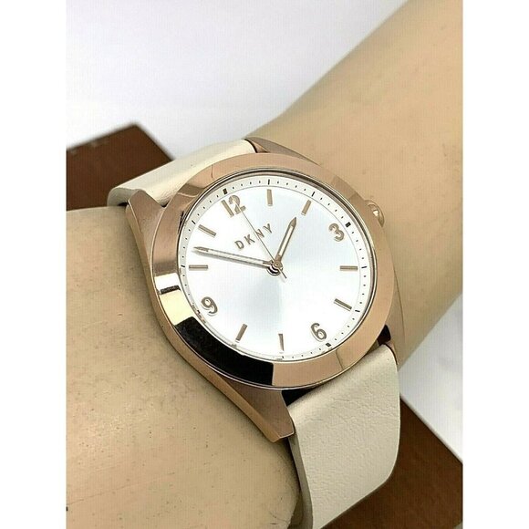 DKNY Women\'s Watch NY2877 Nolita Quartz Silver Dial Rose Gold 34mm Tan L… main image 12